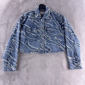 Gestuz LarisaGZ Denim Jacket Womens Size 34 Blue Distressed Chic Western